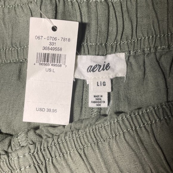 NWT | AERIE | Green Loose Ruffle Linen Short | Large NWT - Picture 5 of 7